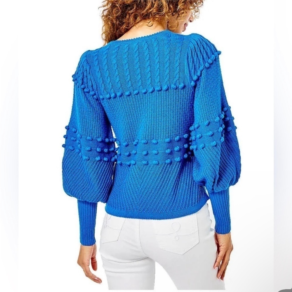 Lilly Pulitzer Kippa Sweater Blue Flare Pom Pom Small NEW WITH TAGS - Picture 10 of 10